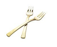 Pack of 48 Elegant Gold Mini Plastic Forks/Multi-use Plastic Dessert Forks - Gold - 10cm (4 inch)