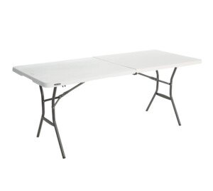 LIFETIME 6 ft/1.83 m Essential Fold-in-Half Table, White Granite