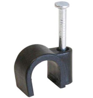 6mm (approx ¼in.) Black Round Cable Clips for Coax, Cat6, Power Cable - Indoor & Outdoor Use - 100 PACK