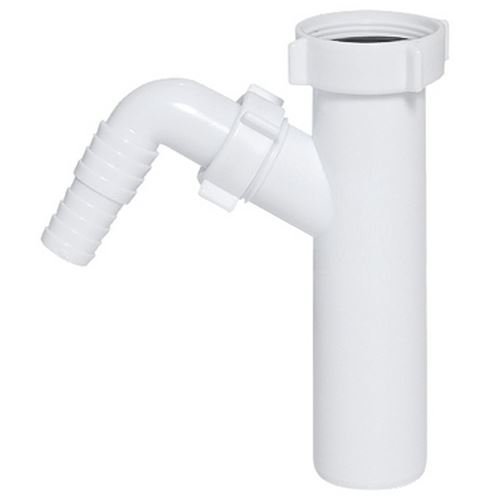 Drain Waste Trap Pipe Connector, 1 1/2'' BSP x 40mm, Single Dishwasher Input, White, A116