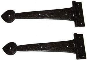 B&M - 15'' Spear End Door Tee Hinges in Black Cast Iron (Pair)