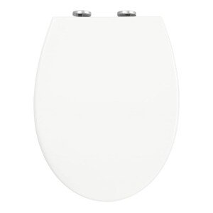 White Soft Close Toilet Seat, Quick Release for Easy Cleaning, Top Fixing with Adjustable Hinges, Standard Oval Shape (Oval Star)