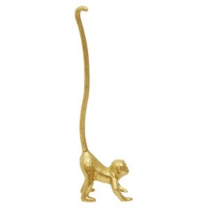 Premier Houseware Gold Toilet Roll Holder For Bathroom/Monkey Figurine Toilet Paper Holder/Stylish Free Standing Toilet Roll Holder 12 x 8 x 42