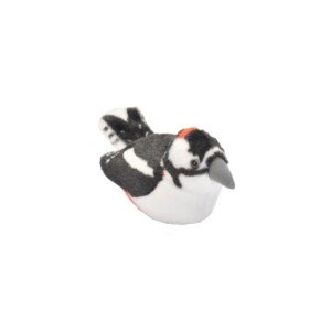 Wild Republic 19501 13-16 cm Great Spotted Woodpecker with Real Bird Calls Plush Toy, Black/White