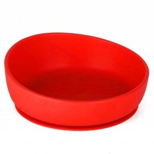Doidy Silicone Baby Bowl - Soft Pliable Suction Bowls for Weaning - Non-Slip Feeding Bowls - Slanted High Side Design Suction - Use from 6+ Months to Toddler (Lilac) (Bowl, Red)