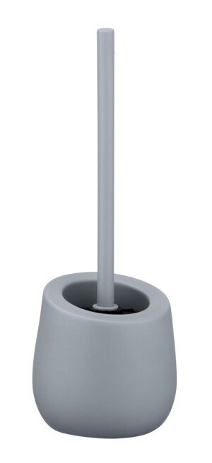 WENKO Badi Toilet Brush and Brush Set Made Ceramic with Matte Surface Including Toilet Brush Diameter 7.5 cm Silicone Brush Head in Black with Non-Stick Effect Diameter 13.5 x 38 cm