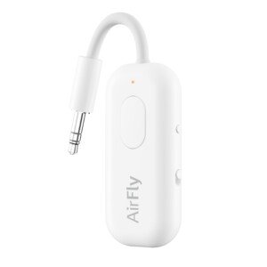Twelve South AirFly Pro Bluetooth 5.0 Transmitter/Receiver for TV/Airplane to 2 Wireless Headphones – Wireless Adapter for AirPods, Airplane, Car, Gym, Home, Use With Any 3.5 mm Audio Jack, White