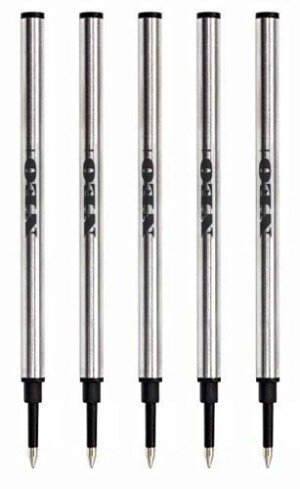 Rollerball Pen Refills By NEO+, Black Ink (Pack of 5) Compatible with Most refillable Rollerball pens
