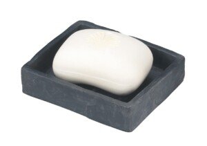 Wenko 17922100 Soap dish Slate Rock stonelook, Plastic Polyresin, 11.2 x 2.7 x 9.4 cm, Grey Anthracite