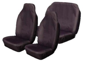 Heavy Duty Black Waterproof Car Seat Covers Full Set, Universal Fit Car Seat Protector, Front & Rear/Back Car Seat Cover for Dogs, Children, Mechanics