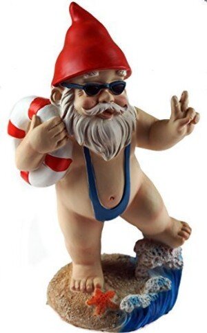 Blue Whale Gifts 15cm Funny Gnome Garden Ornament - Mankini/Life Ring Design