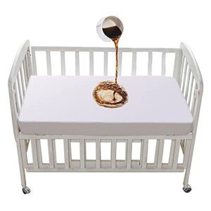 Crib Waterproof Mattress Protector 85 x 50cm Crib Fitted Sheet White Toddler Mattress Cover 51x85cm Baby Bed Sheet Breathable Soft Washable for Baby Bed (51 x 85 cm)