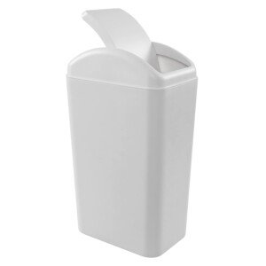 Hespama 14L Slim Plastic Dustbin, Small Gray Waste Bin with Swing Lid