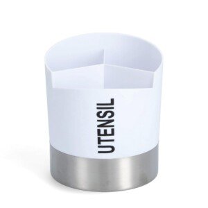 Zeller Utensil Holder, Stainless Steel, White, 14.5 x 17 cm