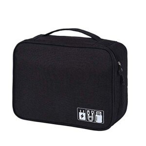 HCFGS Travel Cable Organiser Bag, Electronics Accessories Organizer Bag, Universal Carry Travel Gadget Bag for Cables, Power Bank,USB Drive, Charger Hard Disk (Black)