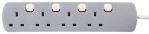 PRO ELEC PELB1768 4 Gang Individually Switched Extension Lead 10m, Grey, 4 Socket
