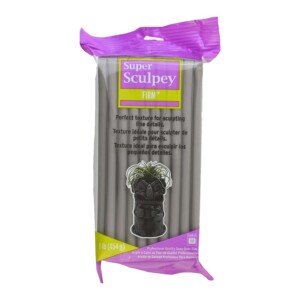 Polyform Super Sculpey ISCSS1SCULPT Firm Oven Bake Clay, Firm Grey, 1 lb/454 g