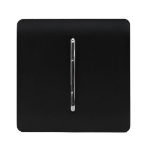 Trendi 1 Gang 3 Way Intermediate 240V Screwless Raised Front Plate Plastic Artistic Modern Glossy 10 Amp Chrome Rocker Single Electrical Wall Light Switch Matt Black - ART-SS9MBK