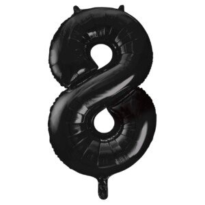 Black Number 8 Shaped Large Foil Balloon (86cm) 1 Piece - Perfect for Birthday Parties and Special Events