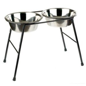 Classic Pet Products Double Feeder High Stand with 2 x 2500 ml Stainless Steel Dishes, 370 mm Tall | Raised Double Dog Bowl | Heavy-Duty Metal Frame | Easy Clean Removable Bowls