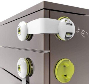 Child Safety Cupboard Latch 6 Packs Stick On for Kitchen Self Adhesive Baby Proofing Latch Children Proof Locks for Door, Drawer, Closet, Refrigerator, Trash