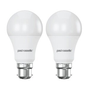 paul russells B22 Bayonet Cap LED Light, 13W = 100W Equivalent Bulb, 1521 Lumens, 2700K Standard BC A60 LED GLS, Bright Large Energy Saving Non-Dimmable Lightbulbs - Warm White Frosted - 2 Pack
