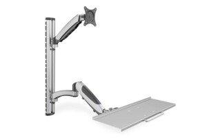 DIGITUS DA-90354 - Stand/sit workstation - Monitor mount with keyboard shelf - Wall mounting - 2x gas pressure spring - 1 monitor - Up to 27 inch - VESA 75x75, 100x100 - Silver