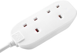 Masterplug Two Socket Double Extension Lead, 5 Metre Cable, Unswitched, 2-Way Plug Extension Cable, Power Strip, Basic Power, White, 13A, 2G, 5m, BTG5N
