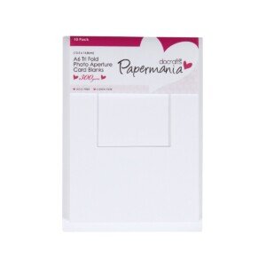 Papermania A6 300 gsm Tri Fold Window Photo Aperture Cards and Envelopes, Pack of 10, White