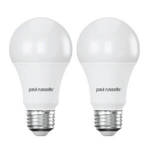 paul russells E27 Edison Screw LED Light, 13W = 100W Equivalent Bulbs, 1521 Lumens, 6500K Standard ES A60 LED GLS – Bright Large Energy Saving Non-Dimmable Lightbulbs, Daylight Frosted, 2 Pack
