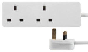 PRO ELEC 2-Gang Extension Lead | 500mm Cable | 13A | UK Plug | White – PELB1403