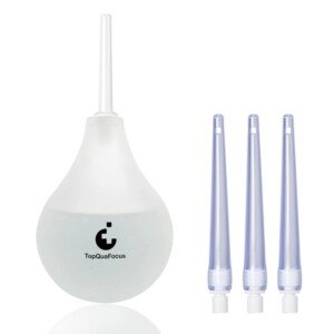 TopQuaFocus 8oz Enema Bulb Kit Anal Cleaner Enema for Men & Women with 4 Nozzles Anal Douche Colon Cleaning (Transparent)