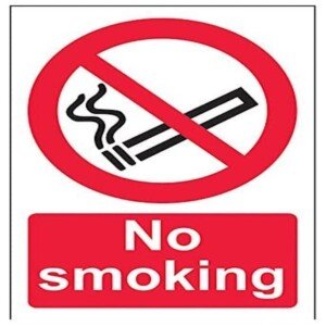 V Safety 57034AG-S No Smoking Prohibition Sign - Portrait - 100mm x 150mm - Self Adhesive Vinyl, Black/Red