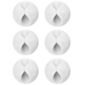6 Cable Clips for X-Cable, Multi-Purpose Clips for Desk, Power Cable, USB Cable, Headphone Cable, TV Cable, PC/Laptop Cable, Home Office - White