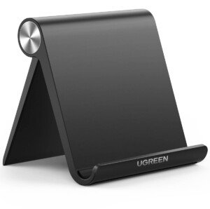 UGREEN iPad Stand Tablet Desk Holder Foldable Adjustable Portable Travel Mount Video Call Compatible with iPad Pro 13 2024 12.9 11/Air/Mini/10th 10.9,iPhone 17 16 15,Galaxy Tab A9+,Surface Pro(Black)