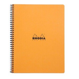 RHODIA 19300C - Spiral Notebook (Full Binding) Black or Orange Notebook - A4+ - Small Squares - 160 Detachable Pages - Clairefontaine Paper 80 g/m - Soft and Resistant Cover - Classic