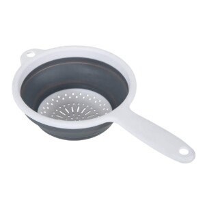 Addis 518405 Pop & 16.5cm Small Collapsible Food Colander with Handle, 6.5 inch, White and Grey, Plastic