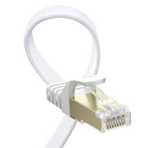 BUSOHE Cat 8 Ethernet Cable 5m, High Speed Flat Gigabit RJ45 Lan Network Cable, 40Gbps 2000Mhz Internet Patch Cord Compatible with Router, Modem, PC, Laptop, Printer (White)