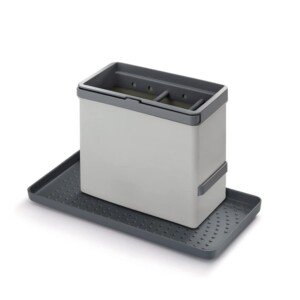 Metaltex Tidy-Tex Kitchen Sink Organiser - Storage Caddy and Tray for Kitchen Cleaning Essentials - Grey, 24 x 13 x 14 Centimetres