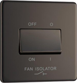 BG Electrical Screwless Flatplate Triple Pole Fan Isolator Switch, 10AX, Black Nickel, FBN15-01