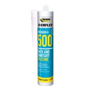 Everbuild Everflex 500 Bath And Sanitary Silicone – Interior And Exterior Application – Anti-Fungal – Quick Curing – Translucent – 295ml
