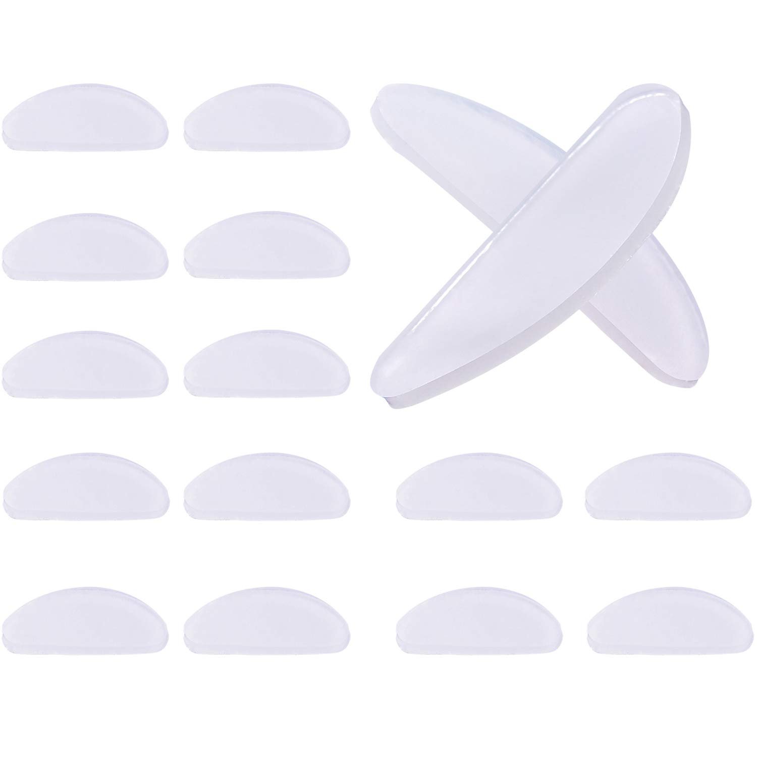 10 Pairs Adhesive Eye Glasses Nose Pads Anti Slip Soft Silicone D Shape Nose Pads for Glasses Sunglasses Eyeglasses (Transparent, 1 mm)