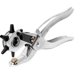 Rapid RP03 Professional Hole Punch Pliers for Leather, Fabric & Plastic – 6 Hole Sizes (2–4.5 mm), Rotating Head, Ergonomic, Chrome-Plated, Robust Metal Construction
