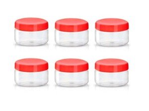 Sunpet J0050 50ml Small Plastic Food Storage Canisters, Red (Pack of 6)