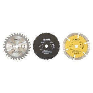 Amtech V5010 3 Piece 85mm Mini Circular Saw Blade Set, Cuts Wood, Plastic, Concrete, Masonry & Tiles, Universal 10mm Bore Size