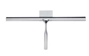 WENKO Bathroom squeegee Terni Jumbo - shower squeegee with wall attachment to stick on, metal, 40 x 17 x 3.5 cm, chrome