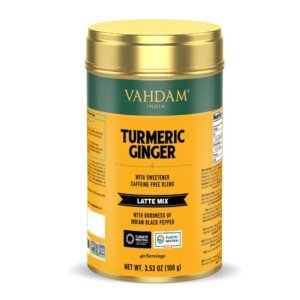 VAHDAM Turmeric Ginger Latte Mix (100g, 40 Cups) | Caffeine-Free Golden Milk Powder with Turmeric & Ginger | 100% Natural | Brew Hot, Iced, or as a Latte