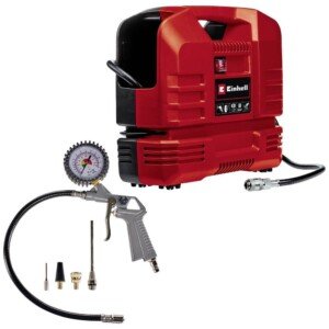 Einhell Portable Oil-Free Air Compressor with Gun 8 Bar, 116 PSI, 240V, 1100W Service-Free Motor, 3m Hose TC-AC 190