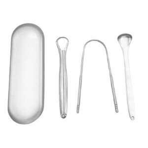 Tongue Scraper 3 Pcs Professional Stainless Steel Tongue Cleaner Kit for Tongue Cleaning Optimal Oral Hygiene (Sliver)
