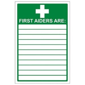 V Safety First Aiders Sign - Portrait - 150mm x 200mm - 2mm Rigid Plastic